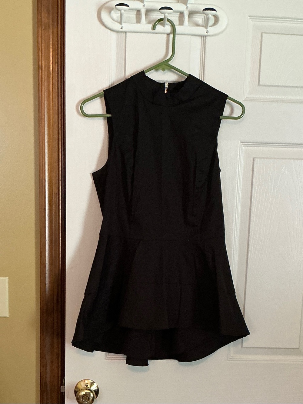 White House Black Market Black Sleeveless Peplum Top